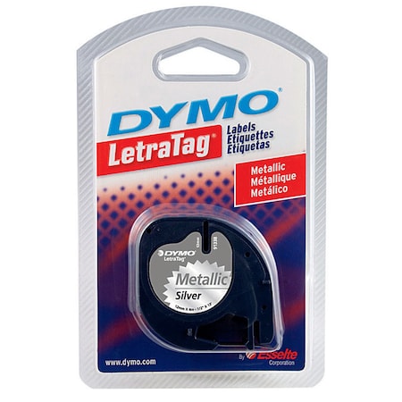 Letratag Dymo LetraTag 1/2 in. W X 156 in. L Metallic Silver Plastic Label Maker Tape 91338